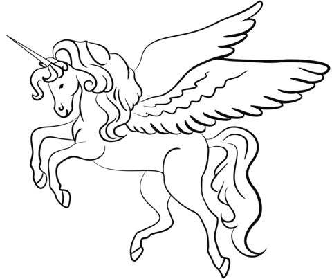 Winged Unicorn Coloring Page